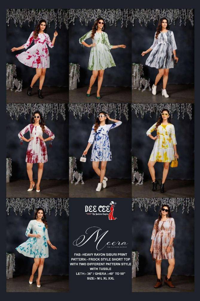 Dee Cee Fancy Party Wear Heavy Rayon Printed Wholesale Tunic Top Collection